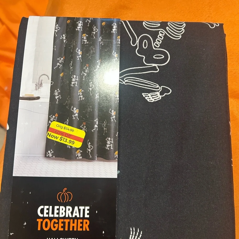 Black Skeleton Halloween Shower Curtain